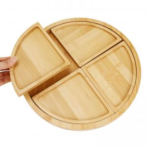 China Anti Bacterial Bamboo Wooden Tray With 4 Dividers on sale