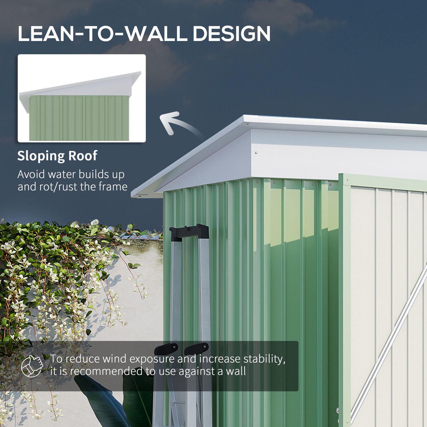Secure Lockable Door Storage Shed for Tools and Bikes 2-tier Adjustable Shelf Design