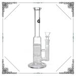 Grace Straight Tube Bong Clear Glass Water Pipe Double Honeycomb Perc Hookah