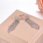 Polished S925 Snowflake Fringe Sterling Silver Tassel Earrings 1.5cm