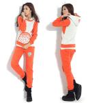 Casual Hoodies Set , Women / Ladies Hooded Sweatshirts Orange Cotton