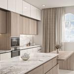 Apartment Project Full Set Smart Modern Style Custom Cabinet Wood Grain Kitchen