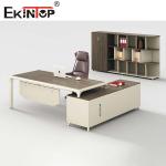 Extendable L Shaped Modern Executive Desk Office Furniture Gray Brown
