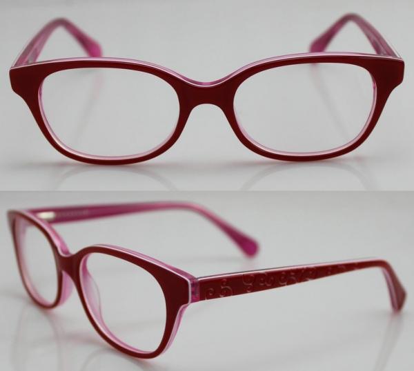 Quality Red Spectacles Glasses Frames , Vintage Acetate Kids Eyewear Frames for sale