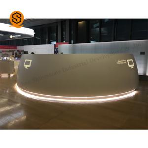 Wholesale Acrylic Solid Surface Furniture LED Semi Circle Reception Desk from china suppliers