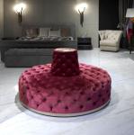 Round Chesterfield Upholstered Sofa Set Living Room Tufted Button