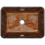 Rectangular OEM Bathroom Wash Basins Bark Brown Handmade Tempered Glass Vessel