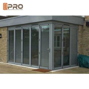 Wholesale Durable Entrance Aluminum Folding Doors , Thermal Break Lowe Sound Insulation Bi Fold Door from china suppliers