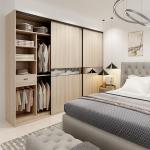Trendy Solid Wood Walk In Closet Organizer Mirror Sliding Doors Wardrobes For