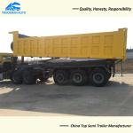 70 Tons 3 Axle Semi Trailer , Tractor Trailer Dump Trailer Hyva Lifting
