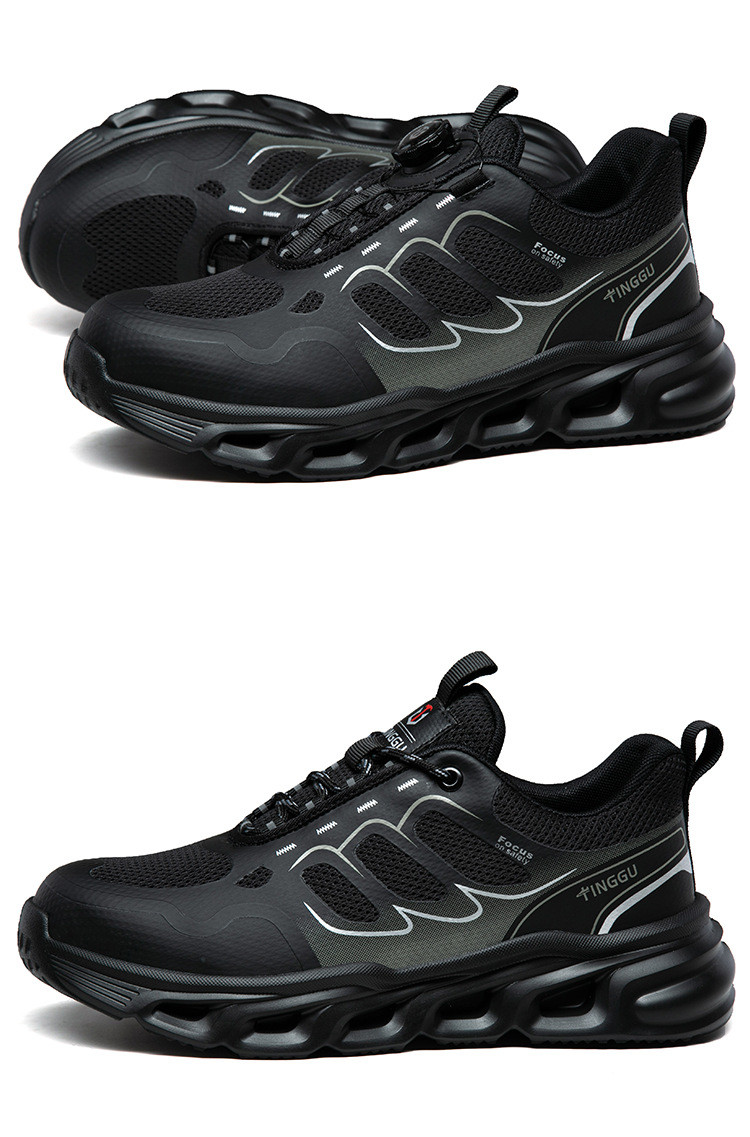 BOA Rotating Button Work Shoes TPU Flying Knit Black Industrial Safety Shoes With Kevlar Mid Sole And Anti-smash EVA Sole