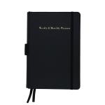 Undated A5 Business Planner Notebook , Leather Weekly Monthly Planner Round