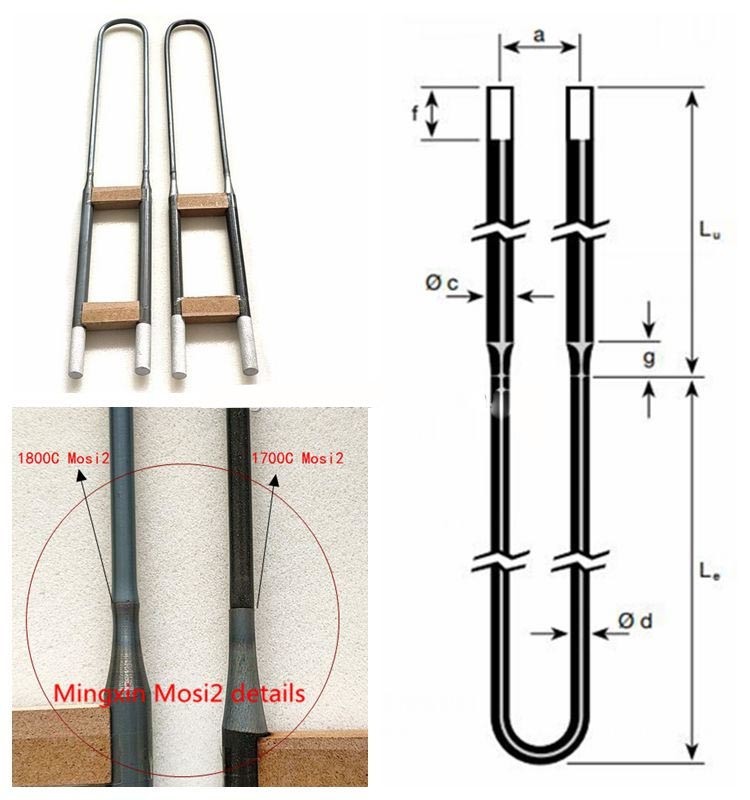 U Shape Molybdenum Disilicide Heating Elements High Purity