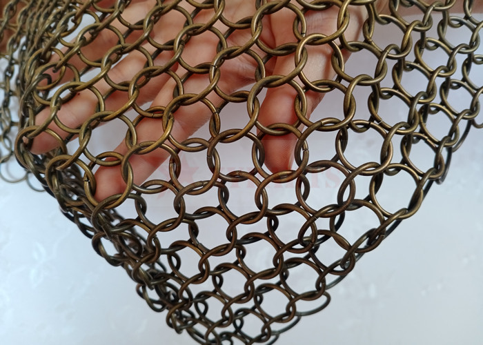 Bronze Color 15mm Metal Ring Mesh Curtain Stainless Steel For Decoration