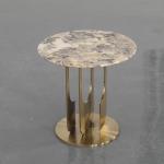 Living Room Small Round Stainless Steel End Table Side Table With Brushed Gold