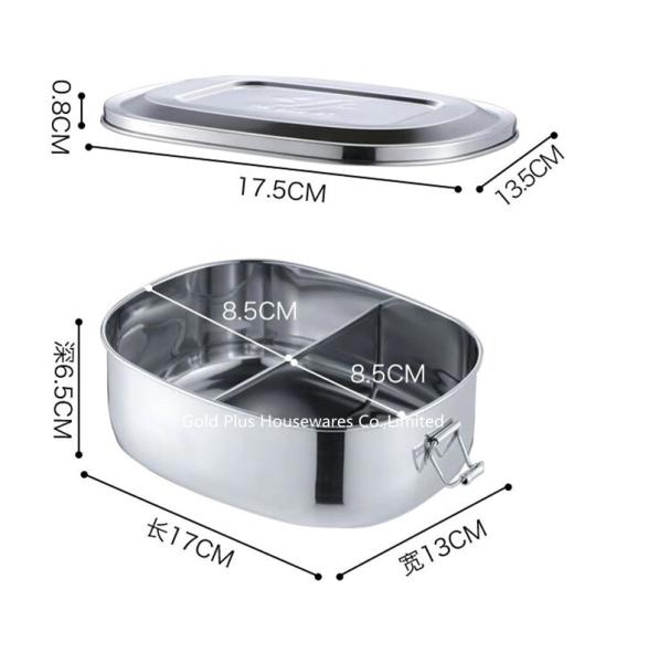 900ml Freshness preservation stainless steel food container rectangle lunch box