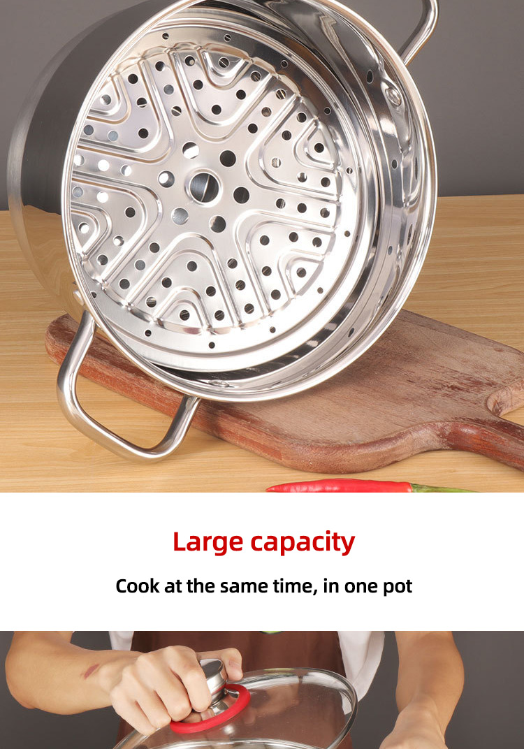 Kitchen Hot Fashion Silver Cooking Pots Sets Soup Pot Set Stainless Steel Cookware Sets With Glass Lid