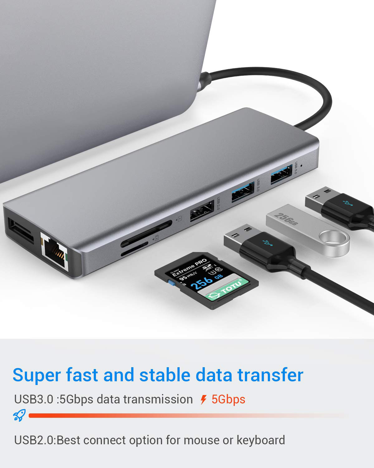 USB A Type C Hdmi Usb Hub With 5Gbps Transfer Speed And Power Supply