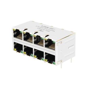 Wholesale XFMRC XFGIGH-STKVDYG8-4 Compatible LINK-PP LPJG47561ADNL 10/100/1000 Base-T 10p10c Yellow/Green LED 2x4 Port Cat6 RJ45 connector from china suppliers