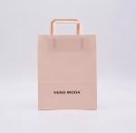 ODM Pink Kraft Paper Bag Biodegradable Patch Handle Bag ISO9001