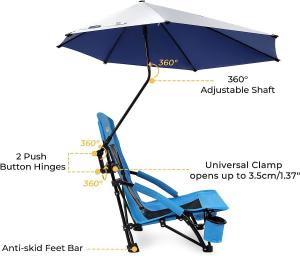 China Camping Folding Chair With Umbrella, Recliner Chairs, Beach Chair Adults Camping Chair High Back with Umbrella on sale