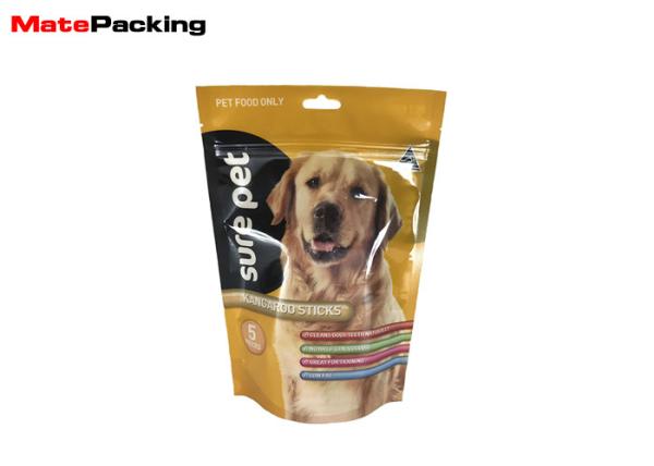 Stand Up Pet Snack Food Packaging Bags , Dog Food Packaging Bag With Resealable