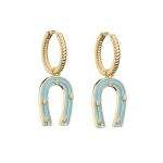 Enamel U Shape Gold Earrings Cute Contemporary OEM Gold Plated Hoop Earrings