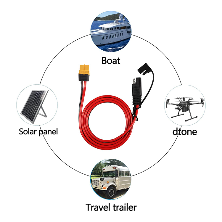 12AWG SAE to XT60 Connector Adapter Extension Cable for Solar Generator Power Station Lipo Battery