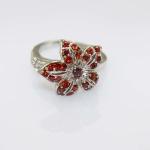 Women Jewelry Flower Design Sterling Silver Pave Blue Cubic Zirconia Ring (S