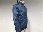 Chunky Denim Look Polyester Nylon Wadded Puffer Jacket With Rib Detail TW64465