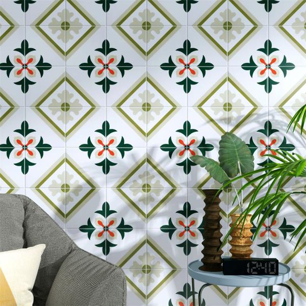 Green And Red 20x20cm Interior Floor Tiles And Non-Slip Ceramic Rustic Tile For