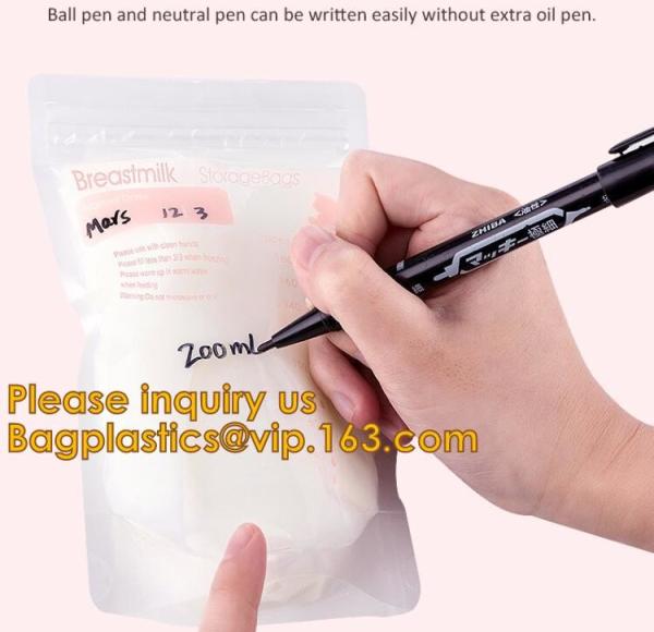 Stand up custom zipper wholesale breast milk storage bags milk packaging plastic