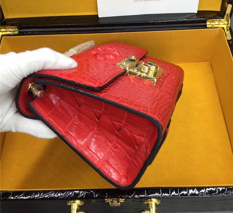 Exotic Crocodile Skin Women's Small Purse Genuine Alligator Leather Lady Flap Bag Chain Belt Female Cross Shoulder Bag