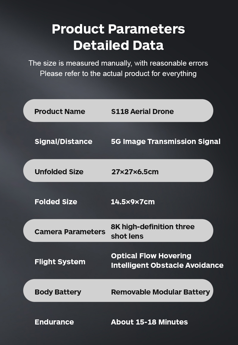 S118 Drone With 4k Dual Camera 5g Wifi 360 Obstacle Avoidance Fpv Brushless Motor Rc Quadcopter Mini Drone Professional