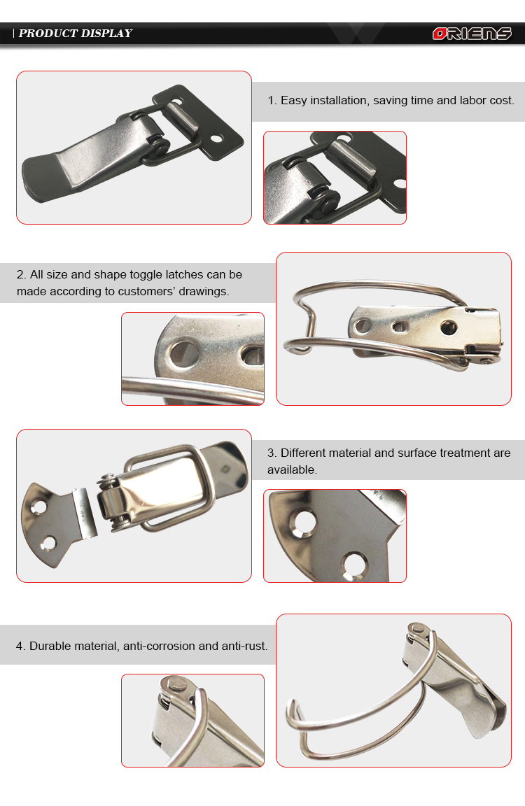 Stainless Steel 304 Toggle Latch Nickel Plated Zinc Finish Spring Loaded Box Clamp Lock Hardware Product