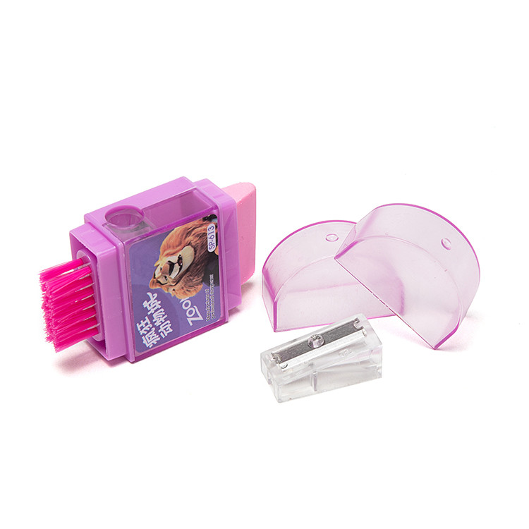 SP 613 Manual Eraser Brush Kit Cartoon Pencil Sharpener Kid Safe