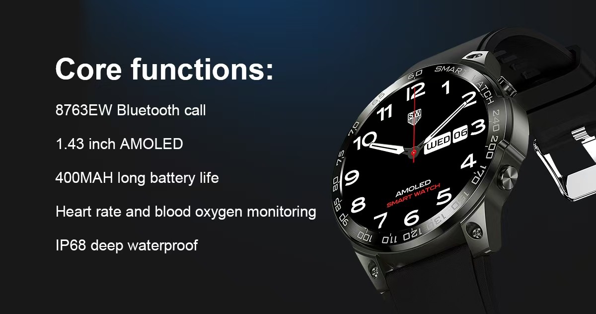 DM50 SmartWatch With Heart Rate & Blood Pressure & Oxygen Monitor