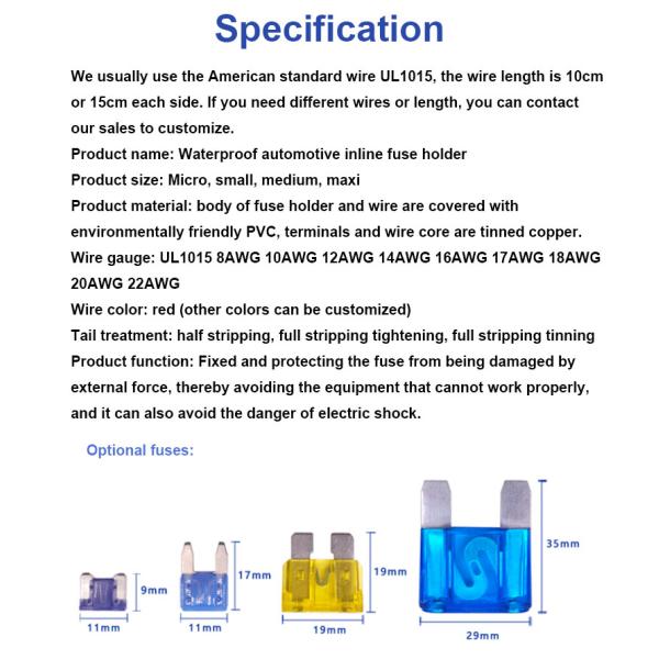 LPR-04B-I-12R 30A 12AWG Wire Regular Blade In Line Fuse Holder With Indicating LED Light