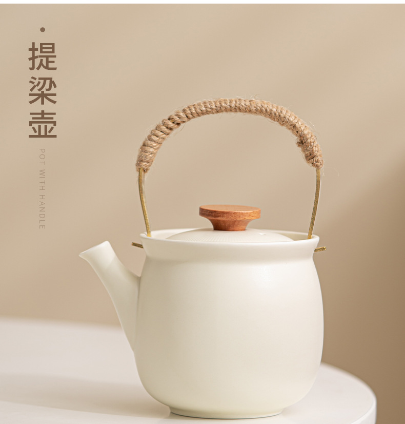 European-Style Loop-Handled Ceramic Tea Warmer for Home Hotel Restaurant and Office