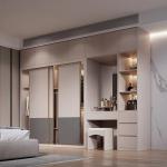 Shoes Rack Equipped Sliding Door Wardrobe Closet ISO9001 With Lighting