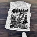 Custom Logo Silk Screen Print Sleeveless T Shirts for Men 100% Cotton Crew Neck