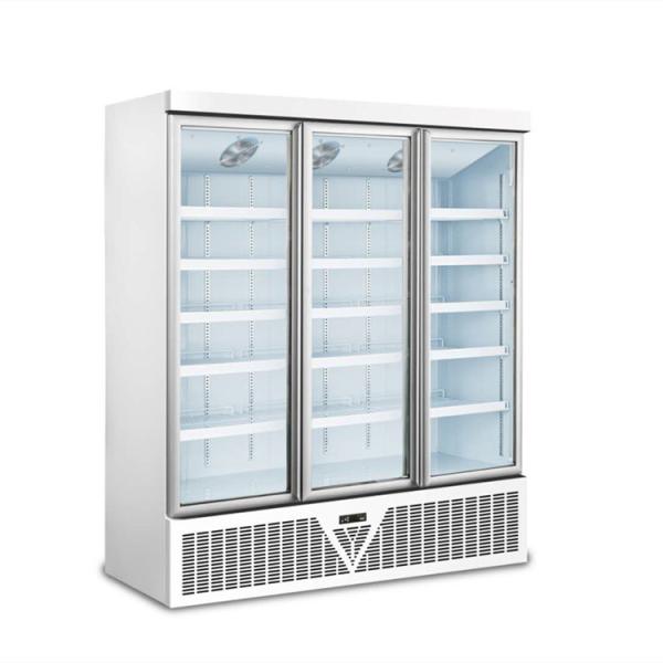 Digital control glass doors deep freezer frozen food display refrigerator with