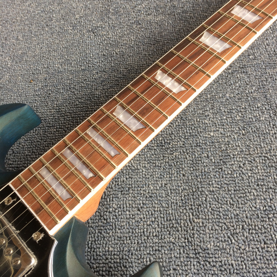 New style SG electric guitar, 3 pickups, Tremolo system,White electric guitar