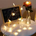 LED Star String Lights Fairy Christmas Lights Battery Operated for Indoor &