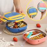 Stainless Steel Metal Bento Lunch Box Blue Kids Bento Box With Spoon