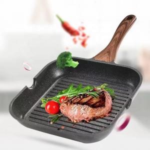 China Wholesale Hot Selling Cooking Kitchen Cookware Aluminum Steak Pan Non-stick Skillet Grill Pan Induction Frying Pan on sale