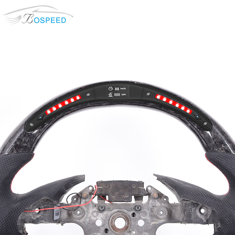 350mm Forged Led Carbon Fiber Steering Wheel Racing OEM Red Stitch