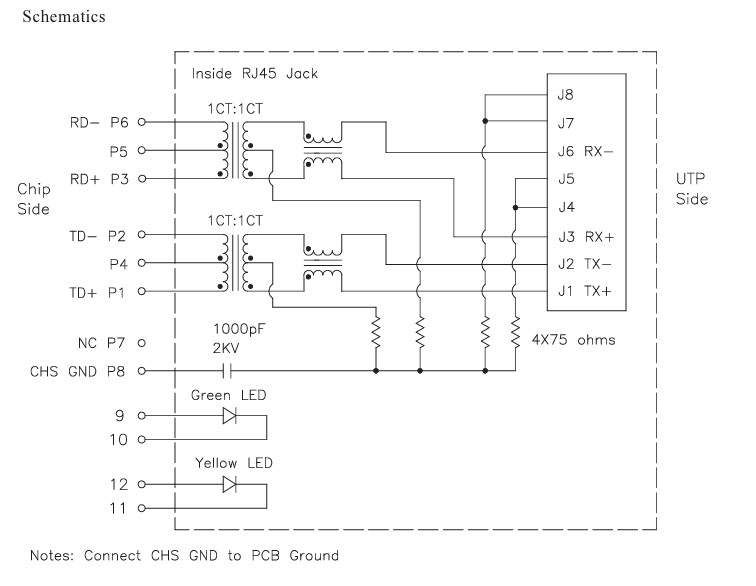 HR911105A HanRun Single Port RJ45 Connector with Integrated Magnetics and LED