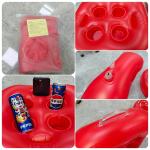 Outdoor Red Inflatable Spa Bar Hot Tub Tray 6 Holes PVC Floating Drink Tray Wine