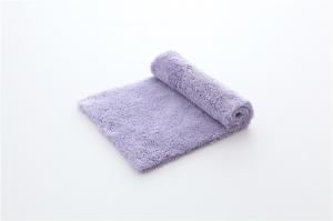 China 20x40cm purple color microfiber microfibre plush coral fleece towel on sale